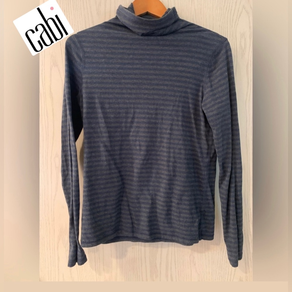 Cabi Turtle Neck Striped Shirt